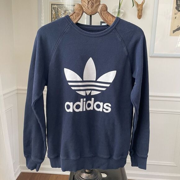 Adidas Trefoil Navy Blue Logo Sweatshirt M - Picture 1 of 6